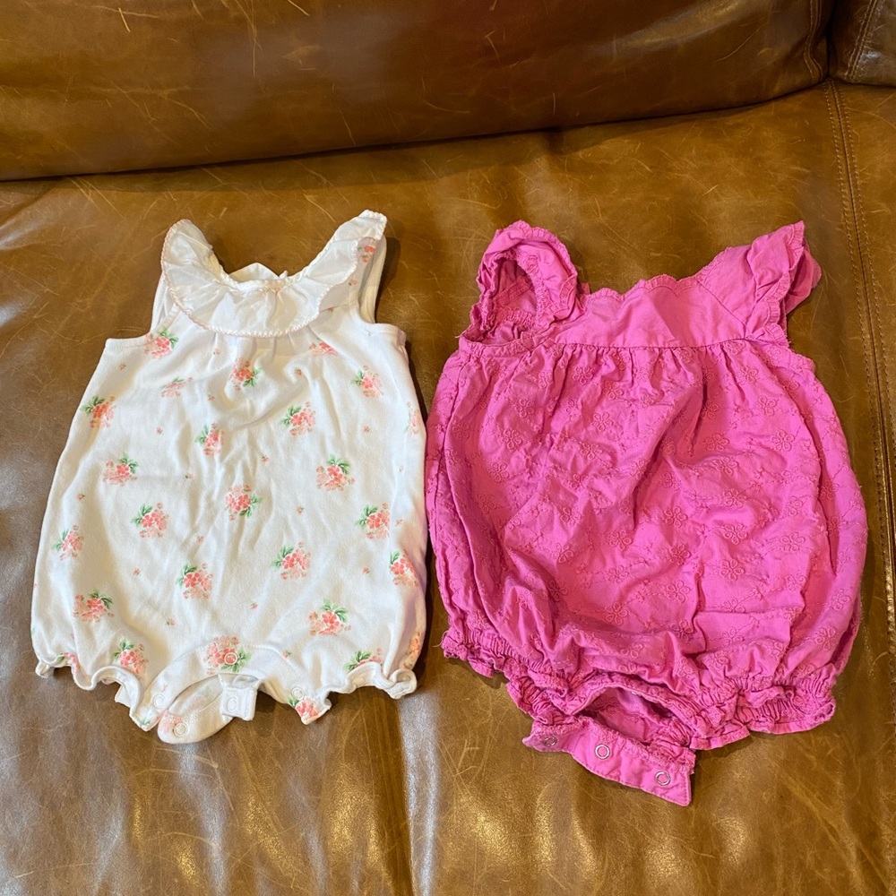 Baby girl bubble romper outfits - Janie and Jack & Old Navy - 3-6 months